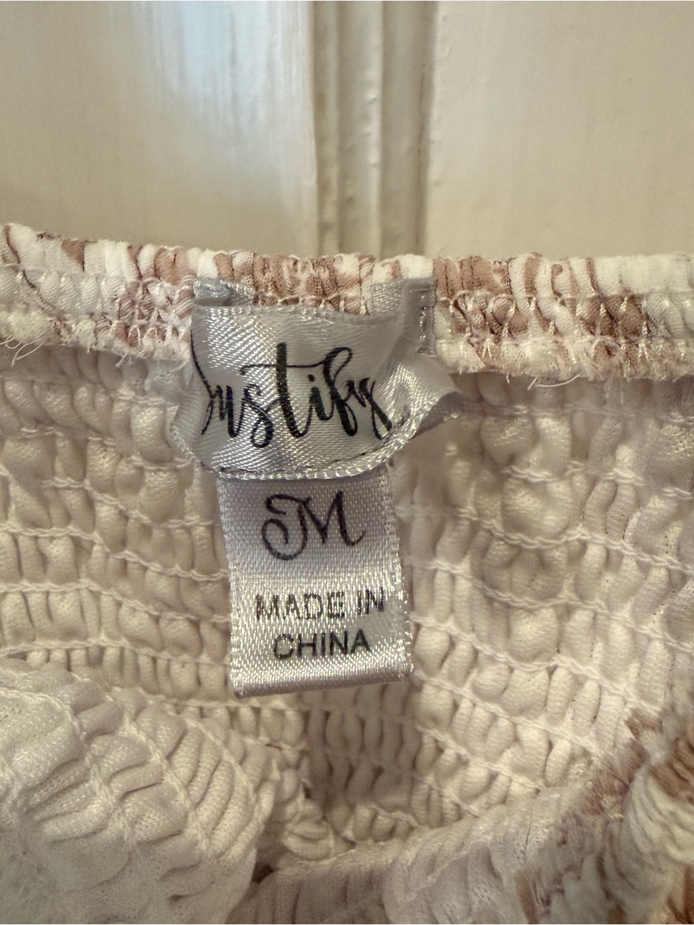 Justify Beige Floral Smocked Babydoll Dress - Picture 4 of 7